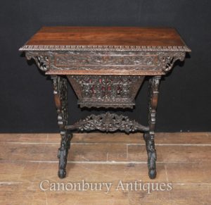 Mano antico intagliato scrivania birmano Writing Table 1890 Hardwood