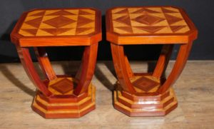 Tabelle Coppia Art Deco laterali Losanga Inlay