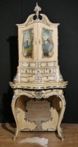 Antico fiorentina italiana Painted Cabinet Bureau 1860
