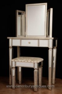 Art Deco Mirrored Dressing Table Sgabello Set Mobili Camera Da Letto