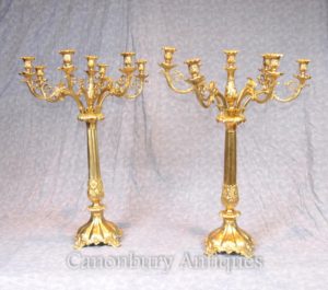 Coppia antico dorato classico Candelabri Paul Storr