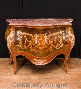 Impero francese Bombe petto cassetti Commode Intarsio Inlay