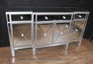 Specchio Mobili Buffet Art Deco Mirrored Breakfront Credenza Server