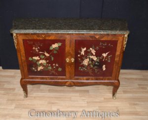 Antique francese Cabinet Commode lacca Intarsio Inlay 1880