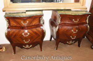Coppia Impero francese Bombe commodes Kingwood Cassettiere