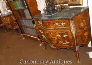 Francese Louis XVI torace cassetti Bombe Modulo toilette con Intarsio Inlay