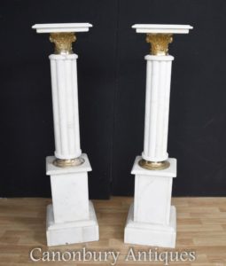 Pair Impero Francese Pedestal Marmo Colonne Tavole