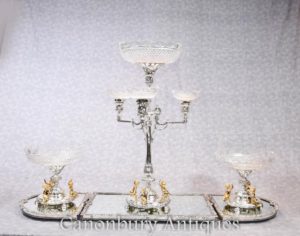 Piatto d'argento inglese Boulton Centrotavola Epergne Vassoio di vetro Cherub Dish