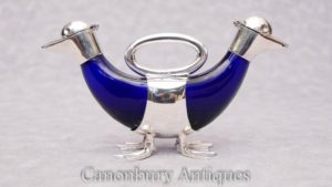 Piatto d'argento inglese Doppio supporto per spatola Bristol Glass Decanter