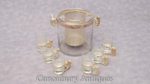 Set di servire di caviale d'argento russo di vodka d'argento Set Glass Shot Bear