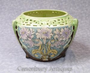 POT di ceramica in ceramica di pianta floreale della porcellana di Art Nouveau