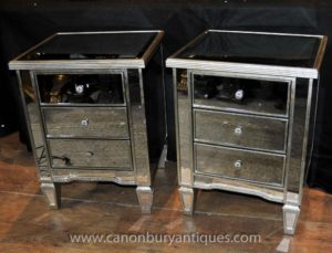 Pair Art Deco Mirrored Comodini Comodini Comodini Comodini