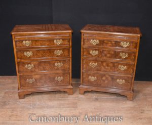 Pair Vittoriano Noce Batchelors Cassoni Cassonetto Cassettiera Nightstands