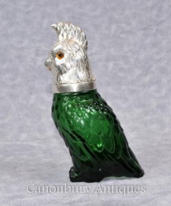 Piatto d'argento vittoriano Parrot Decanter Brocca di vetro tagliato