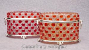 Scatola di scatola della scatola della cassa dei monili di vetro placcati argento