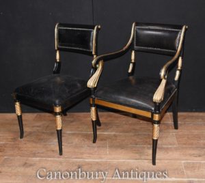Pair Regency Chair in lattice Sedie con braccioli