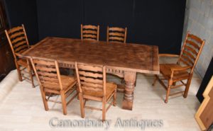 Refectory Table Ladderback Chairs Dining Suite - Set da cucina in stile rustico