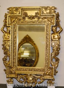 Inglese Chippendale Gilt Pier Mirror Atlas Satyr