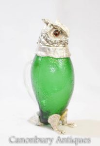 Caraffa di vetro Victorian Silver Decanter Jug Hawk Eagle