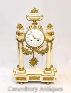 Impero Francese Marmo Orologio Orologio Ormolu Infissi Classici