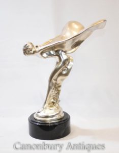 Ornamento del cappuccio della statua della figurina di Flying Lady in bronzo Art Nouveau