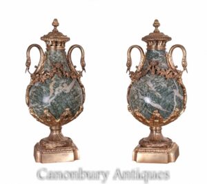 Antico Impero Cassoulets Urne - Coppia di vasi in marmo Swan 1880