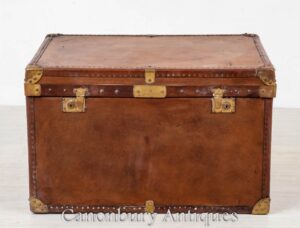 Custodia da viaggio in pelle vintage - Tavolino da viaggio Steamer Trunk