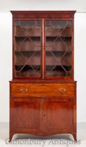 Libreria Regency Secretaire Desk in mogano antico
