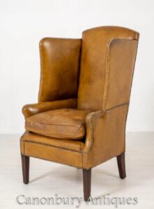 Sedia da facchino antica - in pelle georgiana del 1800 circa
