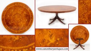 Tavolo da pranzo antico in mogano - Tavolini da centro intarsiati intarsiati