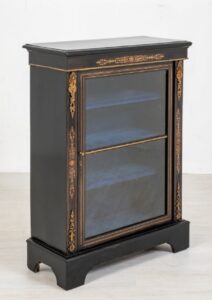 Victorian Pier Cabinet Display ebanizzato circa 1860