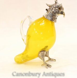 Brocca in vetro argento placcato uccello decanter Sheffield