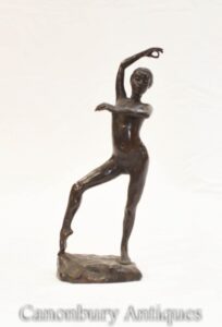 Ninfa Nuda Ballerina Statuetta in Bronzo Arte etrusca