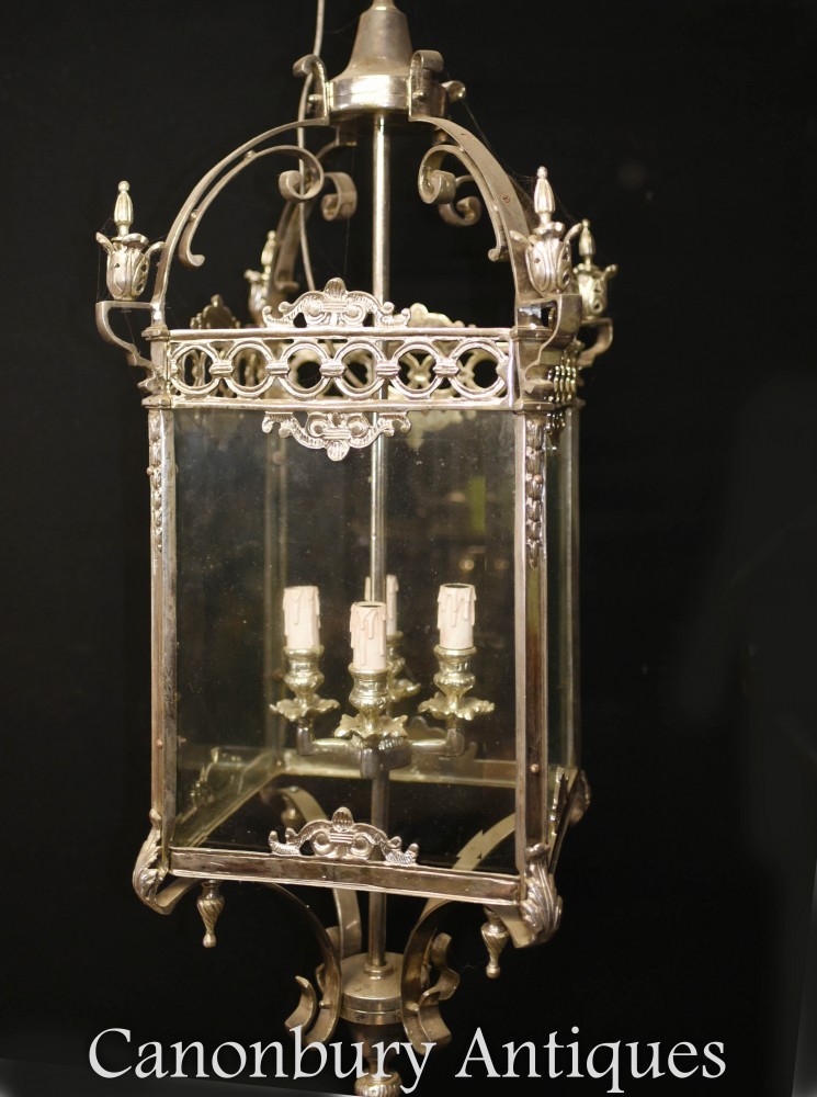 Regency Lantern - Lampadario a sospensione in lamiera d'argento