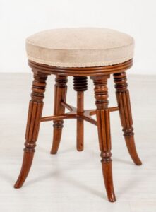 Sgabello per pianoforte Regency - Seduta in mogano antico