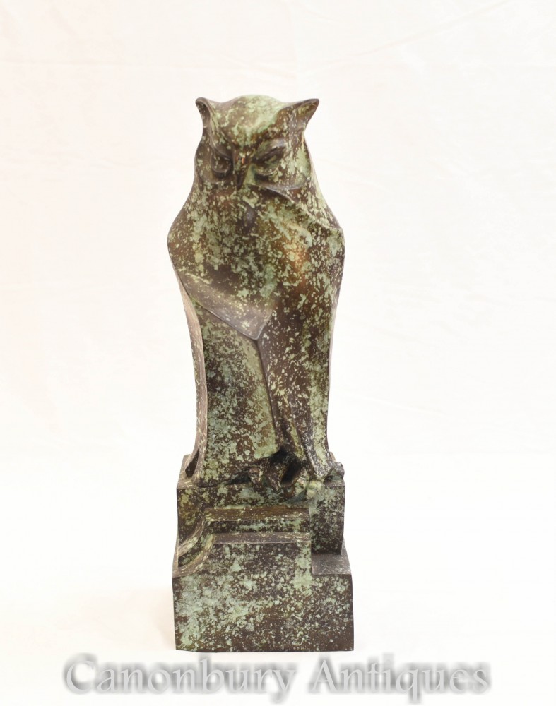 Statua del gufo in bronzo francese - Bird of Prey Verdis Gris Tawny