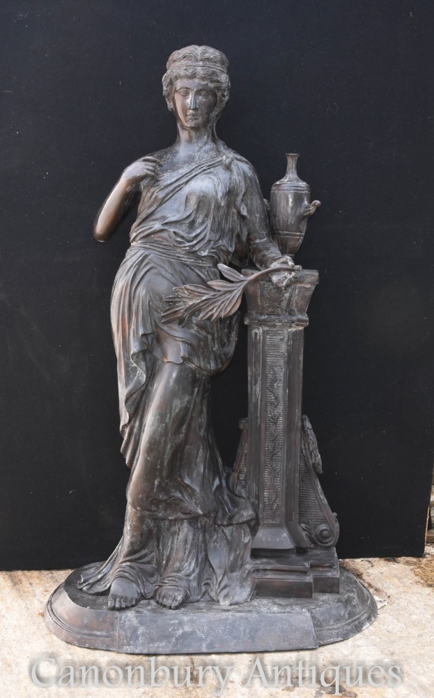 Statua della fanciulla classica in bronzo grande - Statuetta da giardino romano