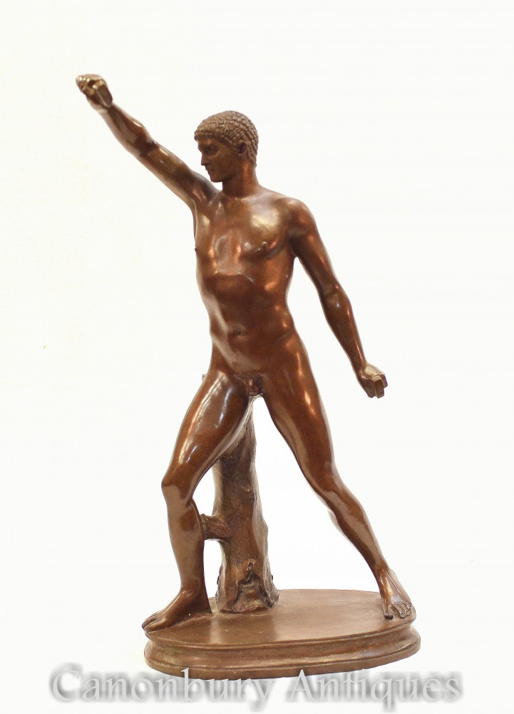 Statua di atleta romano classico in bronzo - Statuetta nuda del Grand Tour