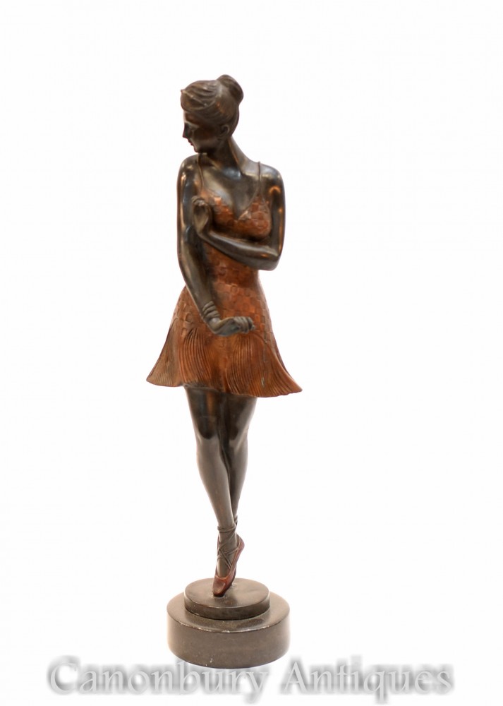 Statua di ballerina in bronzo Art Déco - Ballerina