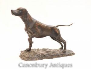Statua di cane puntatore in bronzo inglese - Scultura a pecorina