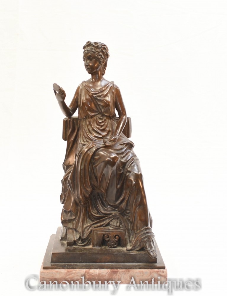 Statua in bronzo della fanciulla romana - Figurina classica rivestita di Toga