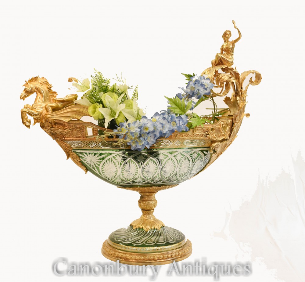 Vaso Monumental Glass Boater Dish - French Ormolu Cherub