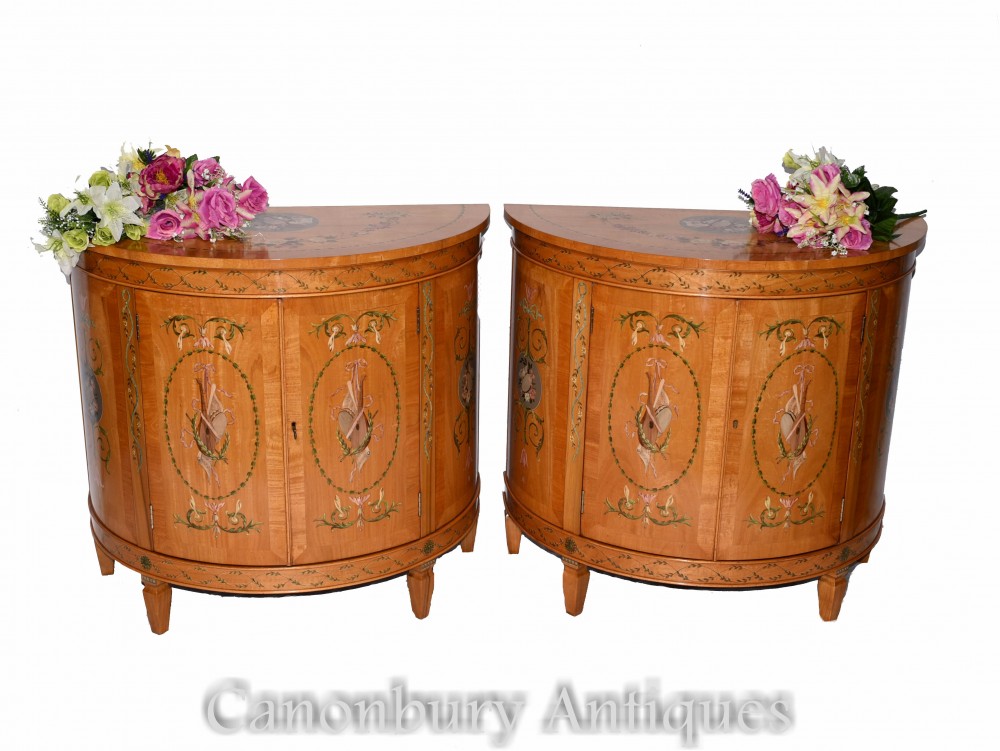 Coppia di armadietti laterali Adams in legno satinato - Interni in stile Regency dipinti