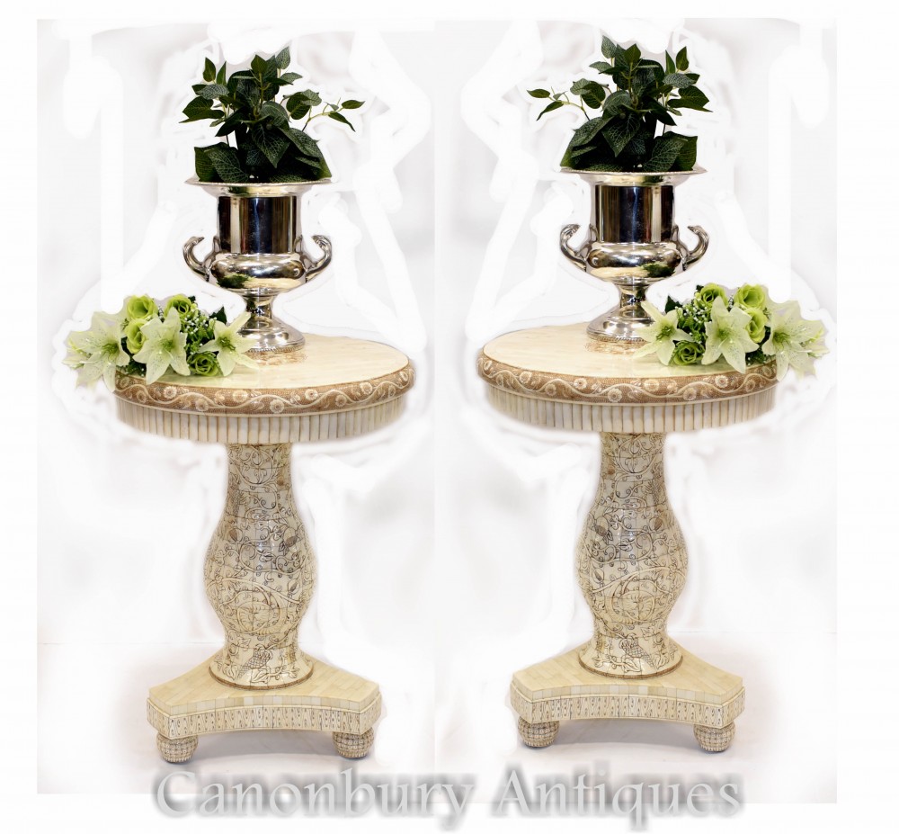 Coppia di tavolini cinesi - Mobili intagliati con ossa occasionali