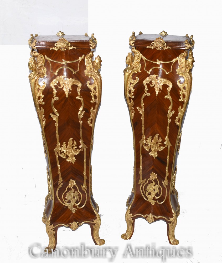 Coppia piedistalli dorati - Tavoli rococò francesi Linke