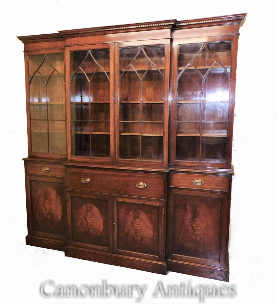 Libreria Regency Breakfront Secretaire Desk Libreria antica
