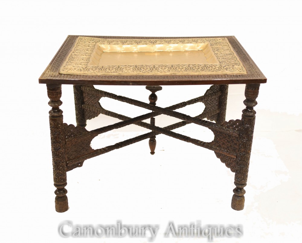 Tavolino da caffè damascato - vassoio in ottone arabesco