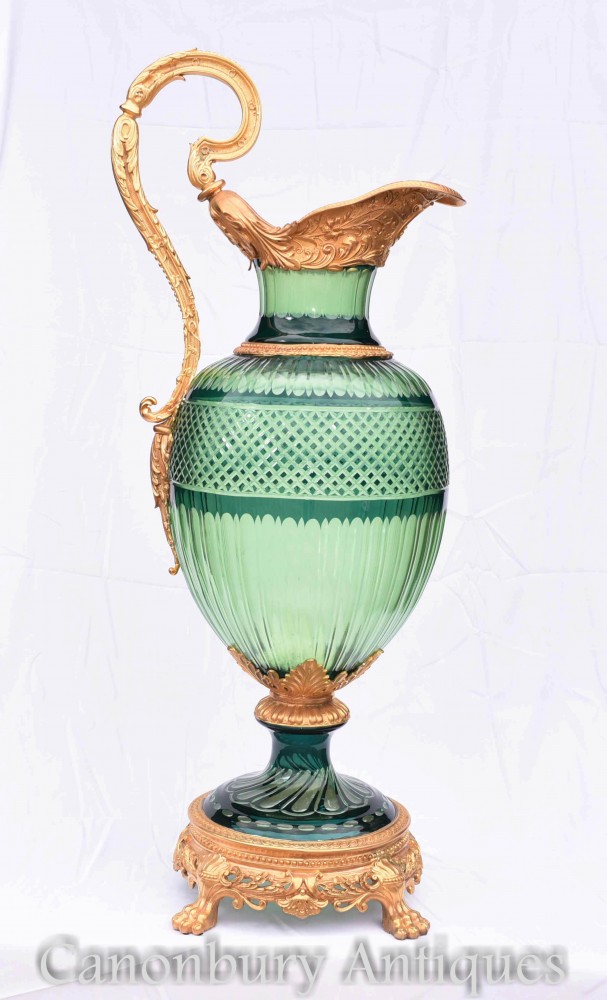 Urna di vetro dell'Impero francese - Brocca tagliata dorata