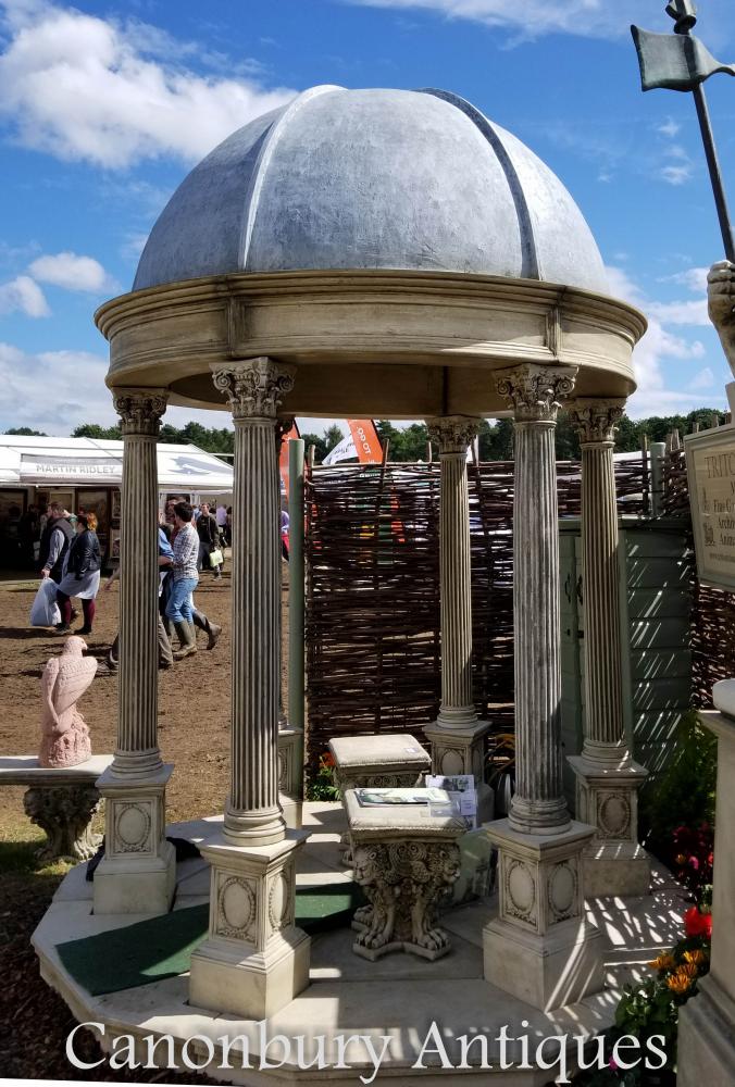 2,4m Gazebo in pietra da giardino con cupola conica Antiquariato Ingles